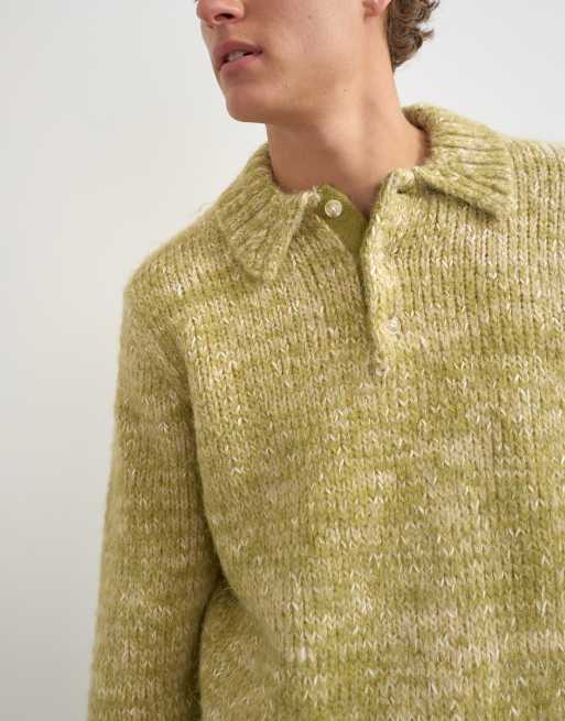 Topman classic fit knitted twist polo in light green, 3 of 5