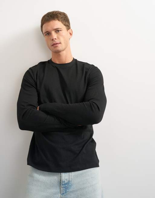 Topman classic fit long sleeve t-shirt in black, 2 of 5