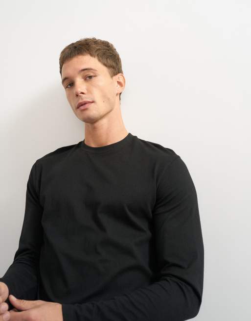 Topman classic fit long sleeve t-shirt in black, 3 of 5