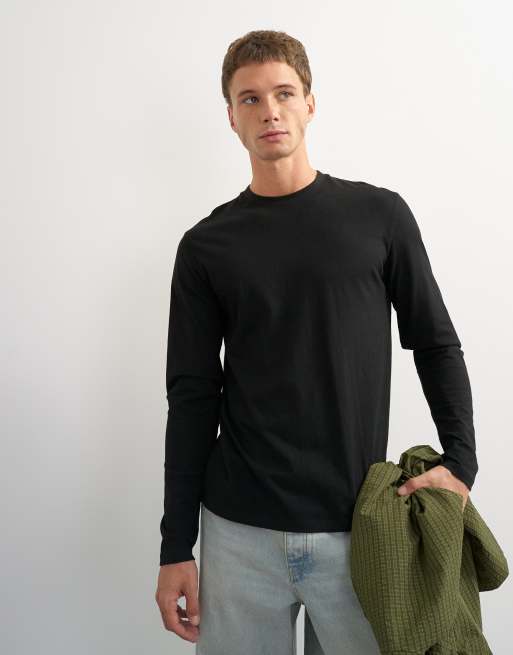Topman classic fit long sleeve t-shirt in black, 4 of 5