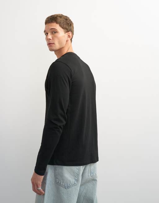 Topman classic fit long sleeve t-shirt in black, 5 of 5