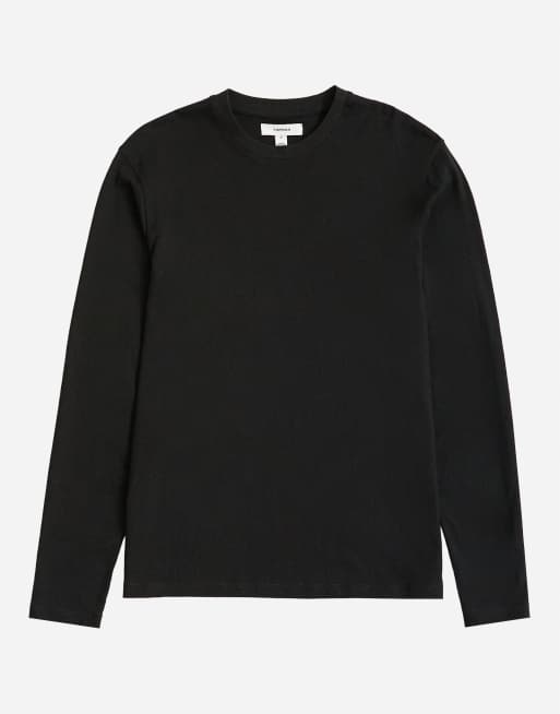 Topman classic fit long sleeve t-shirt in black, 6 of 7