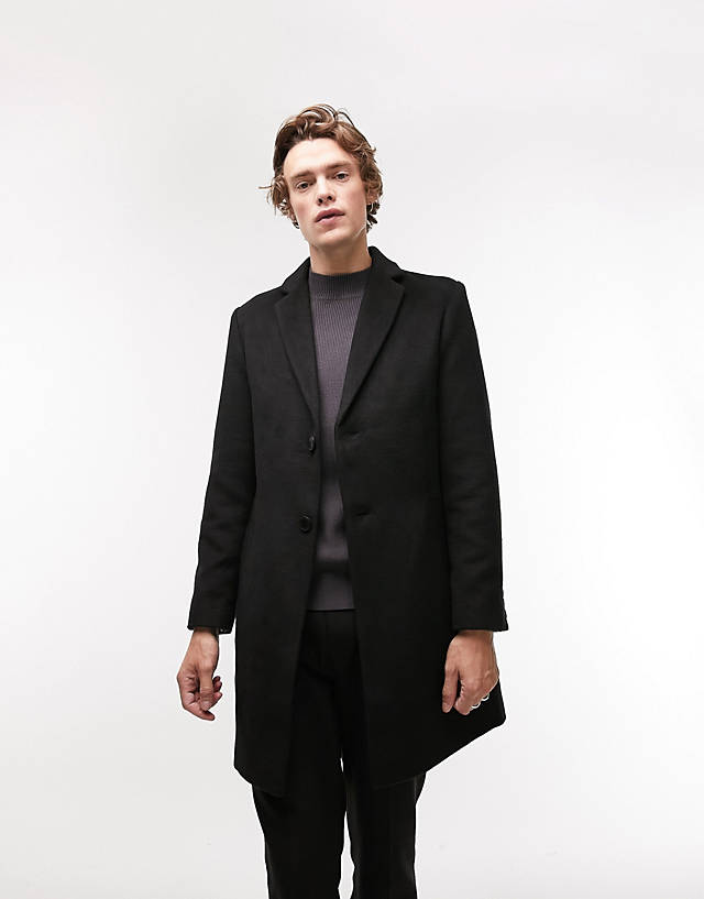 Topman - classic fit over coat in black