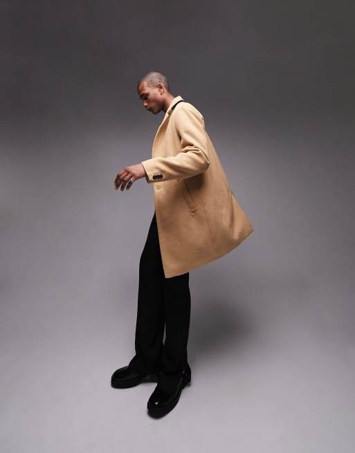 Mens camel top coat slim outlet fit