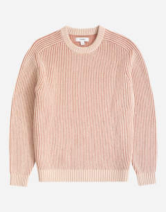 Model wearing Classic fit plaited fisherman knit jumper in pink