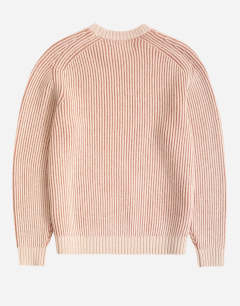 Model wearing Classic fit plaited fisherman knit jumper in pink