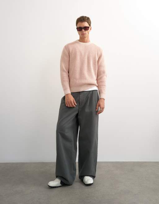 Topman classic fit plated fisherman knit sweater in pink, 2 of 5
