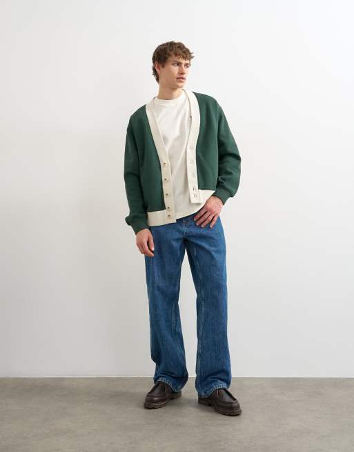 Topman classic fit retro cardigan in dark green, 2 of 5