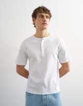 Topman classic fit ribbed henley t-shirt in white