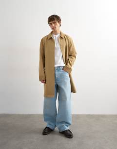 Model wearing Classic fit ribbed henley t-shirt in white