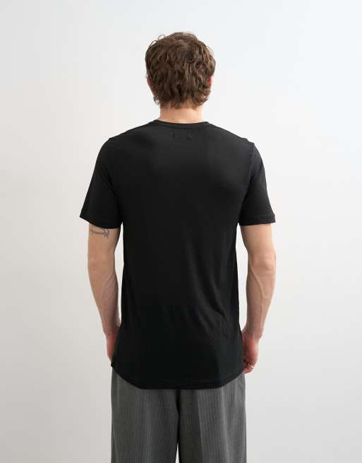 Topman classic fit sheer t-shirt in black, 3 of 5