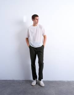 Model wearing Classic fit sheer t-shirt in white