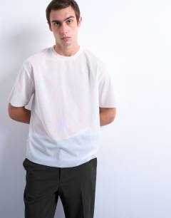 Model wearing Classic fit sheer t-shirt in white