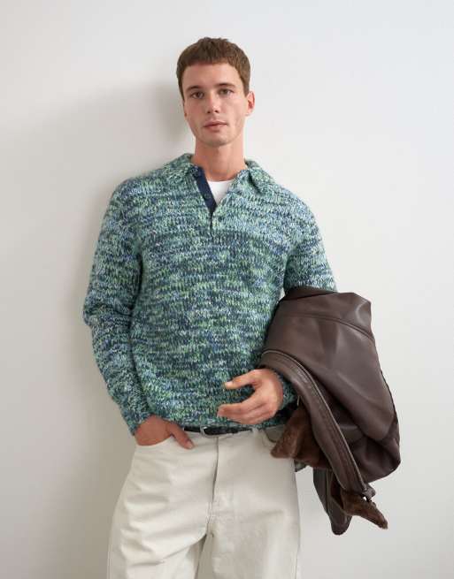 Topman classic fit strikket twist-polo i petrol, 5 af 5