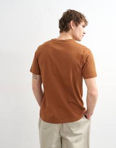 Model wearing Classic fit t-shirt in brown 