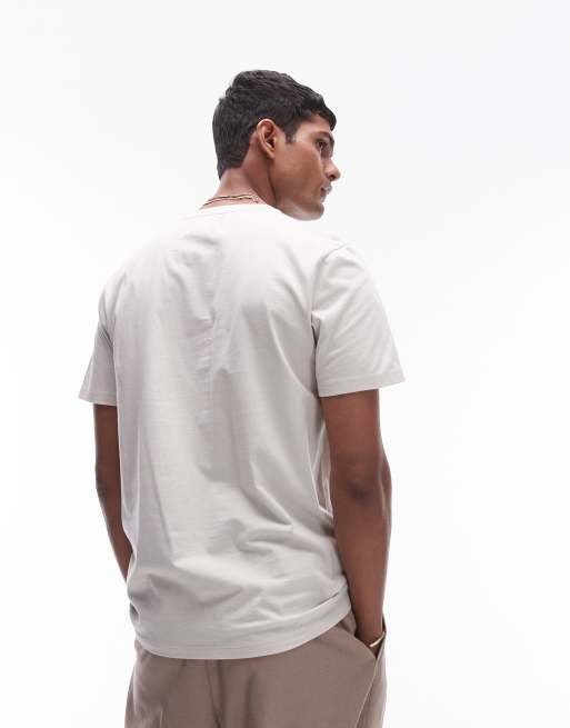 Topman classic fit T-shirt in ecru, 4 of 4