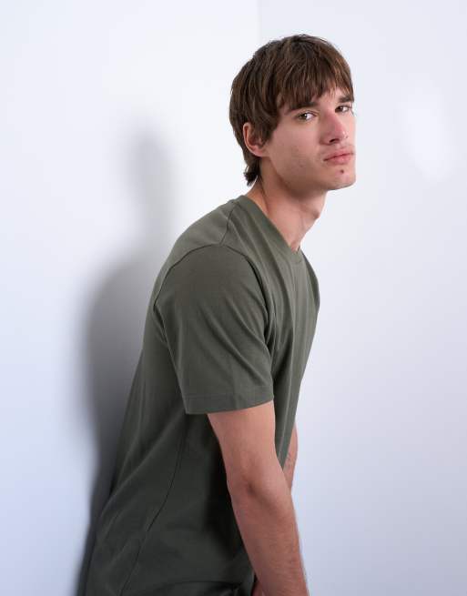 Topman classic fit t-shirt in khaki, 5 of 5