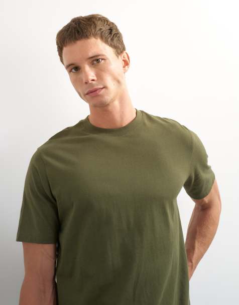 Topman classic fit t-shirt in khaki - view 1
