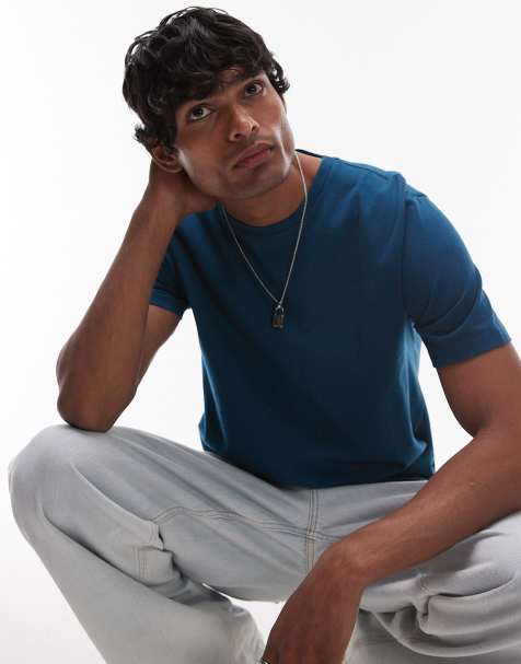 Topman – Classic-Fit-T-Shirt in Petrol - view 1