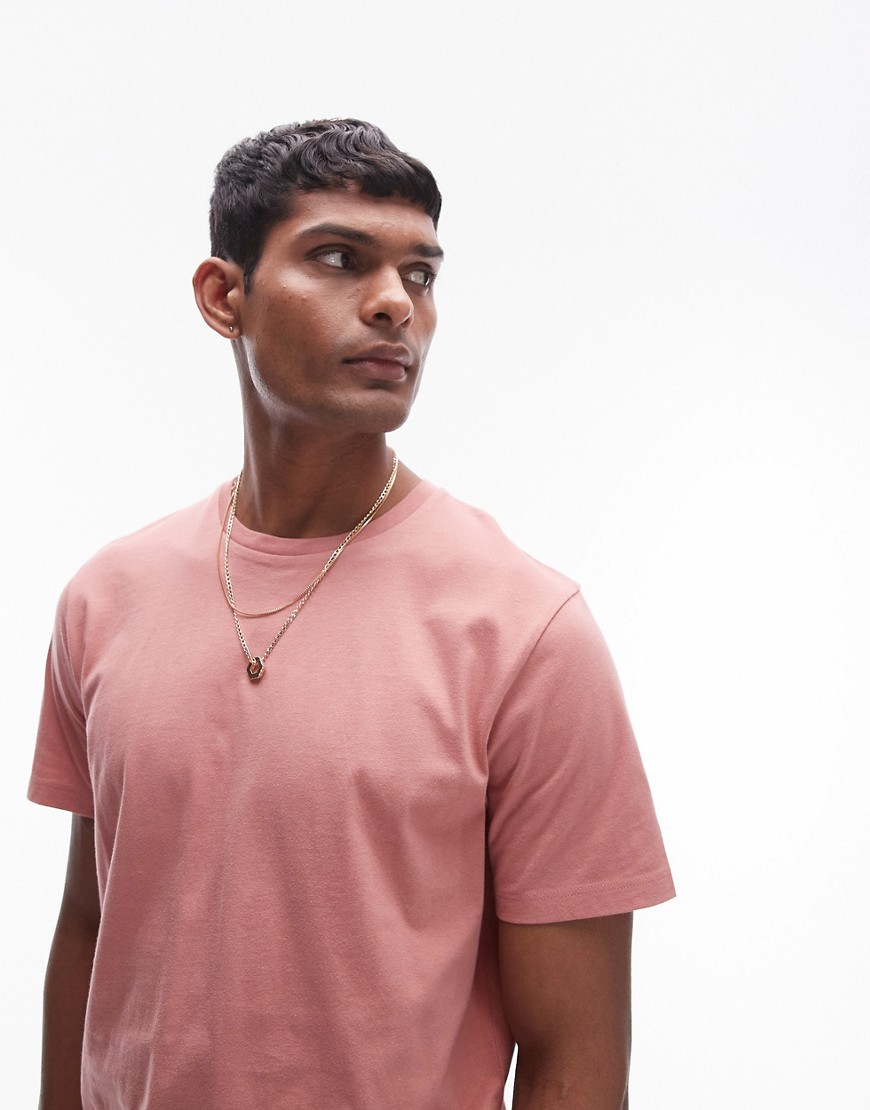 Topman classic fit t-shirt in pink