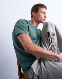 Model wearing Classic fit t-shirt in sage