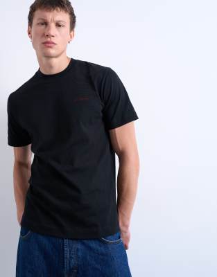 Topman Topman classic fit t-shirt with Je t'aime embroidery in black