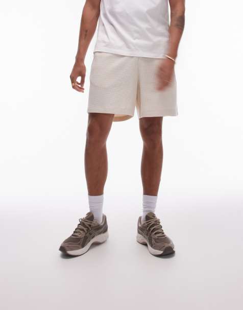 Topman classic fit waffle short in ecru - view 1