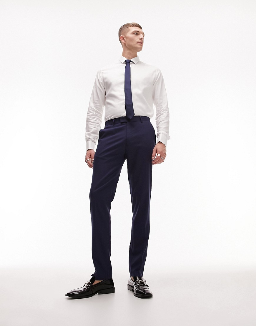 Topman classic suit trousers in navy