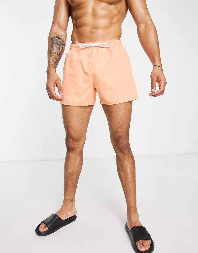 Topman classic swim shorts in orange