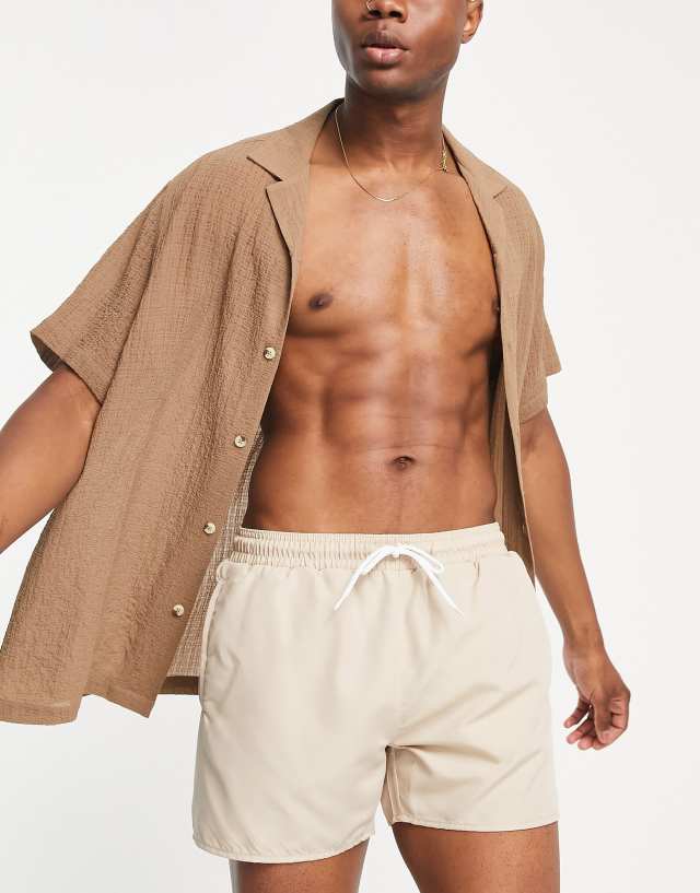 Topman classic swim shorts in stone