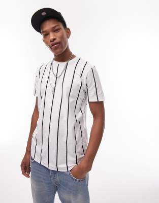 white t shirt with stripes