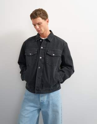 Topman Classic Western Denim Jacket In Black
