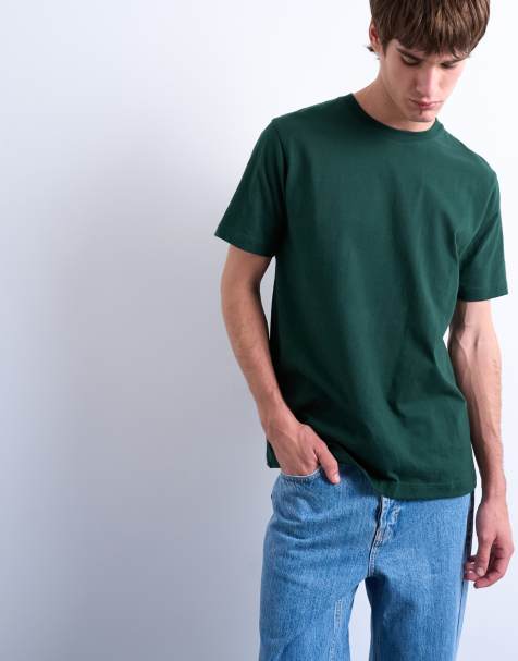 Topman – Classic – Zielony T-shirt o klasycznym kroju - view 1
