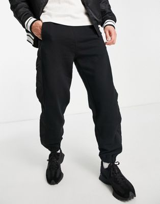 Topman co-ord black quilted jogger