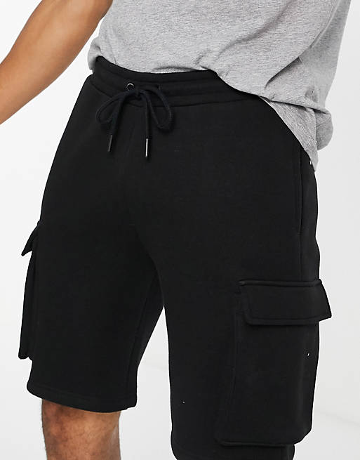Topman co-ord cargo shorts in black