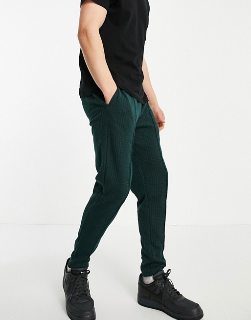 Topman co-ord check jogger in green