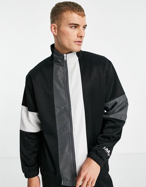 Topman co-ord colour block track jacket in black | ASOS