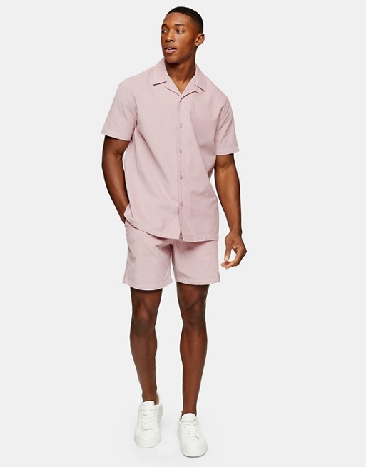 Topman skinny cord shorts in dusty pink