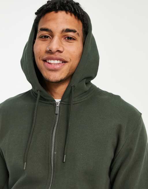 Dark green zipper outlet hoodie