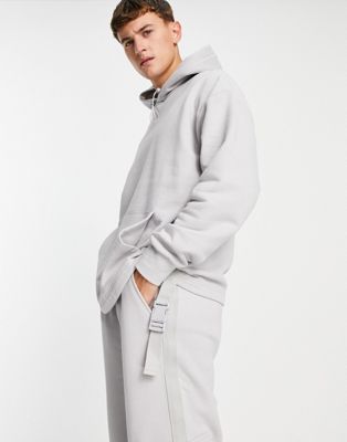 Topman co-ord hoodie with side web detailing in grey - ASOS Price Checker