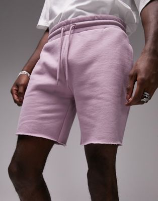 Topman co-ord jersey shorts in lilac