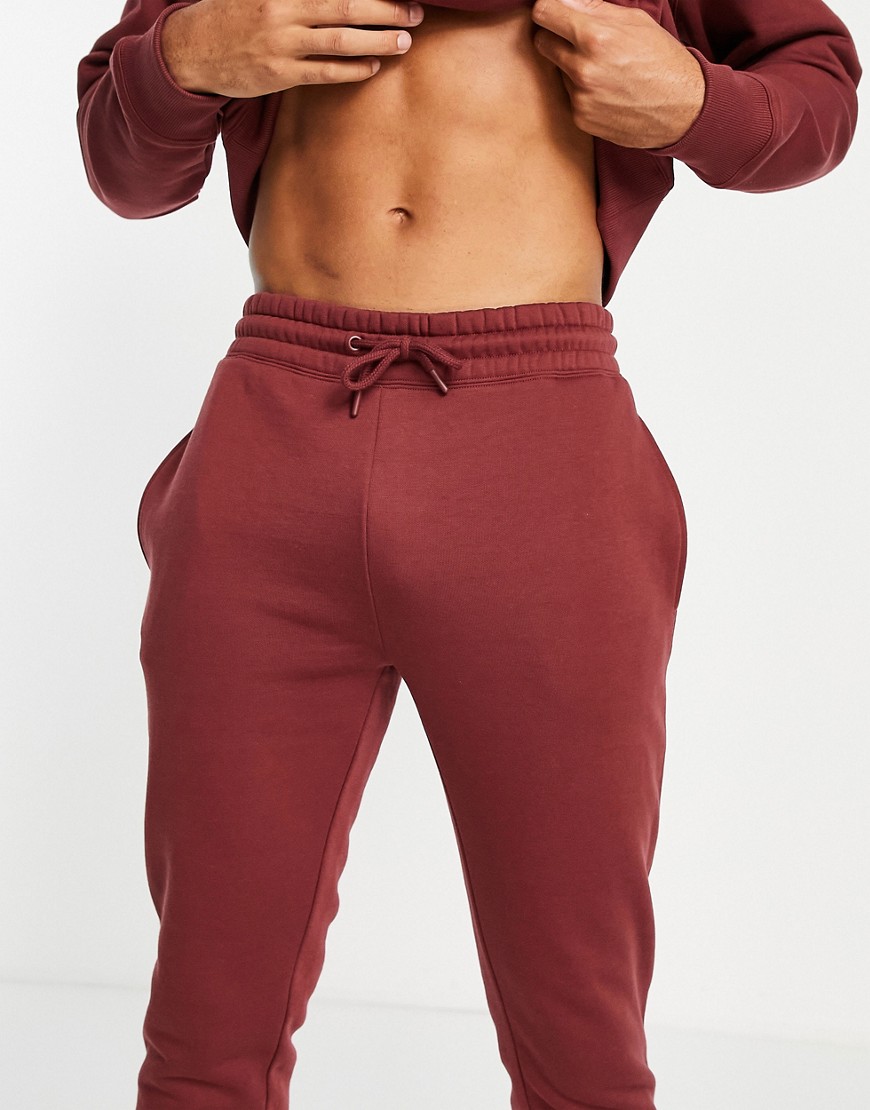 topman co-ord jogger in burgundy-red