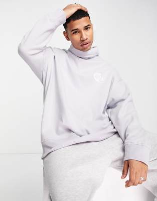 Topman co-ord oversized future roll neck sweatshirt in lilac - ASOS Price Checker