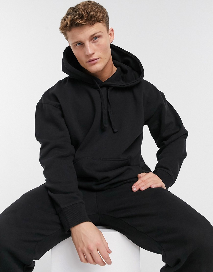 Topman co-ord oversized washed hoodie in black