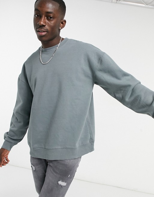 Topman co-ord oversized washed sweat in grey
