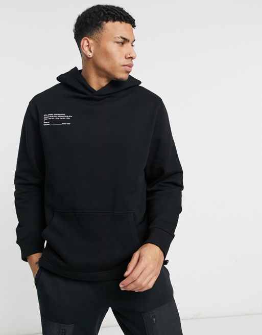 Topman co-ord print hoodie with bungee cord in black | ASOS