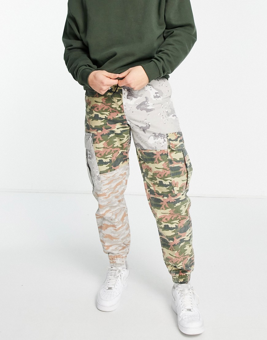 Topman co-ord relaxed spliced camo jogger trousers-Multi