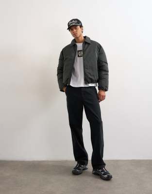 Topman Collared Puffer Jacket In Gray