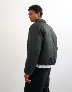 Model wearing Collared puffer jacket in black