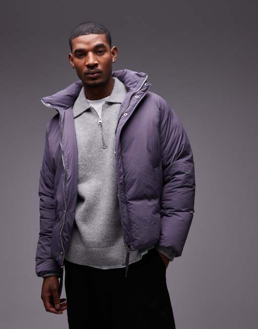 Topman collared puffer jacket in purple ASOS